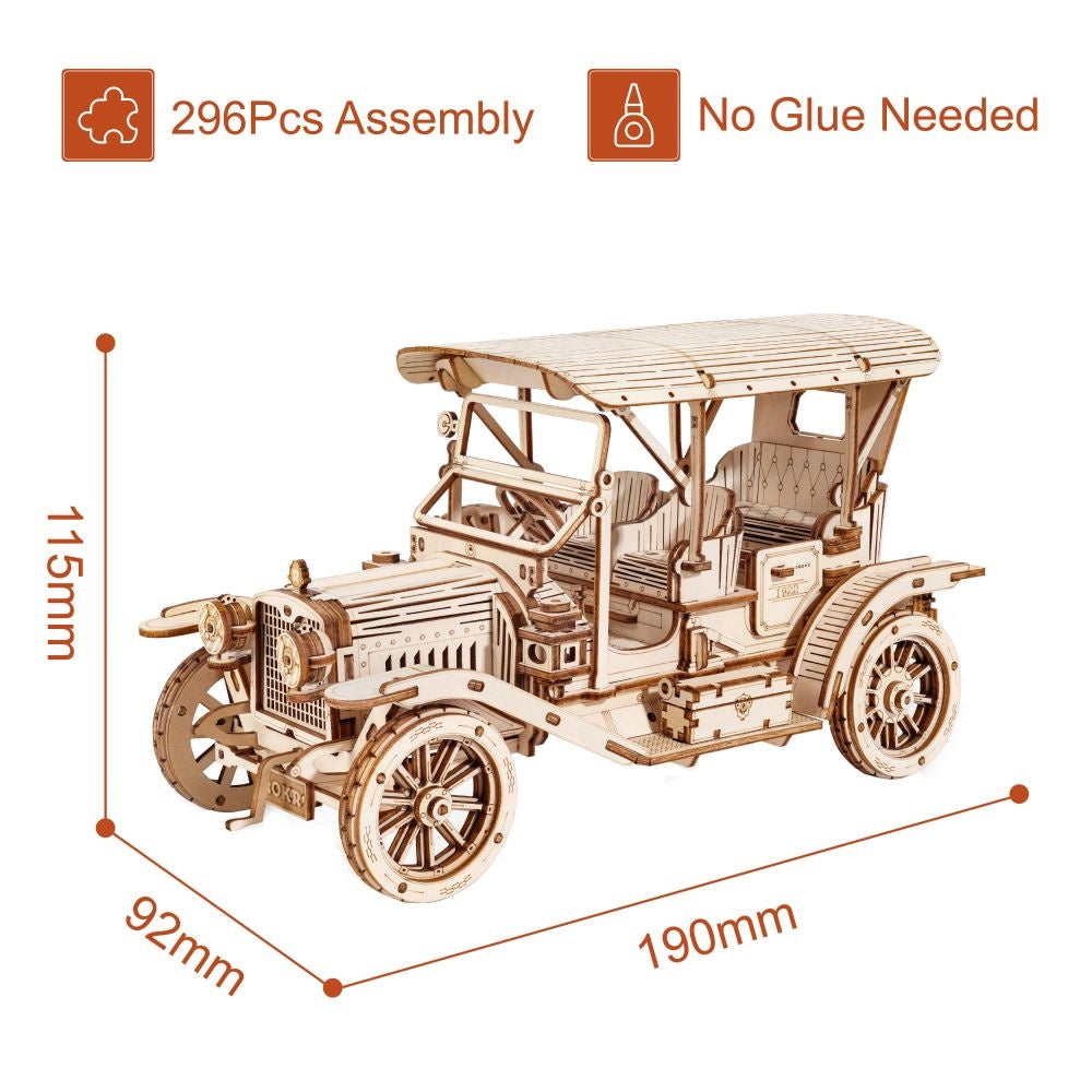 3D Wooden Puzzle Retro Car Simple Assembly Toy