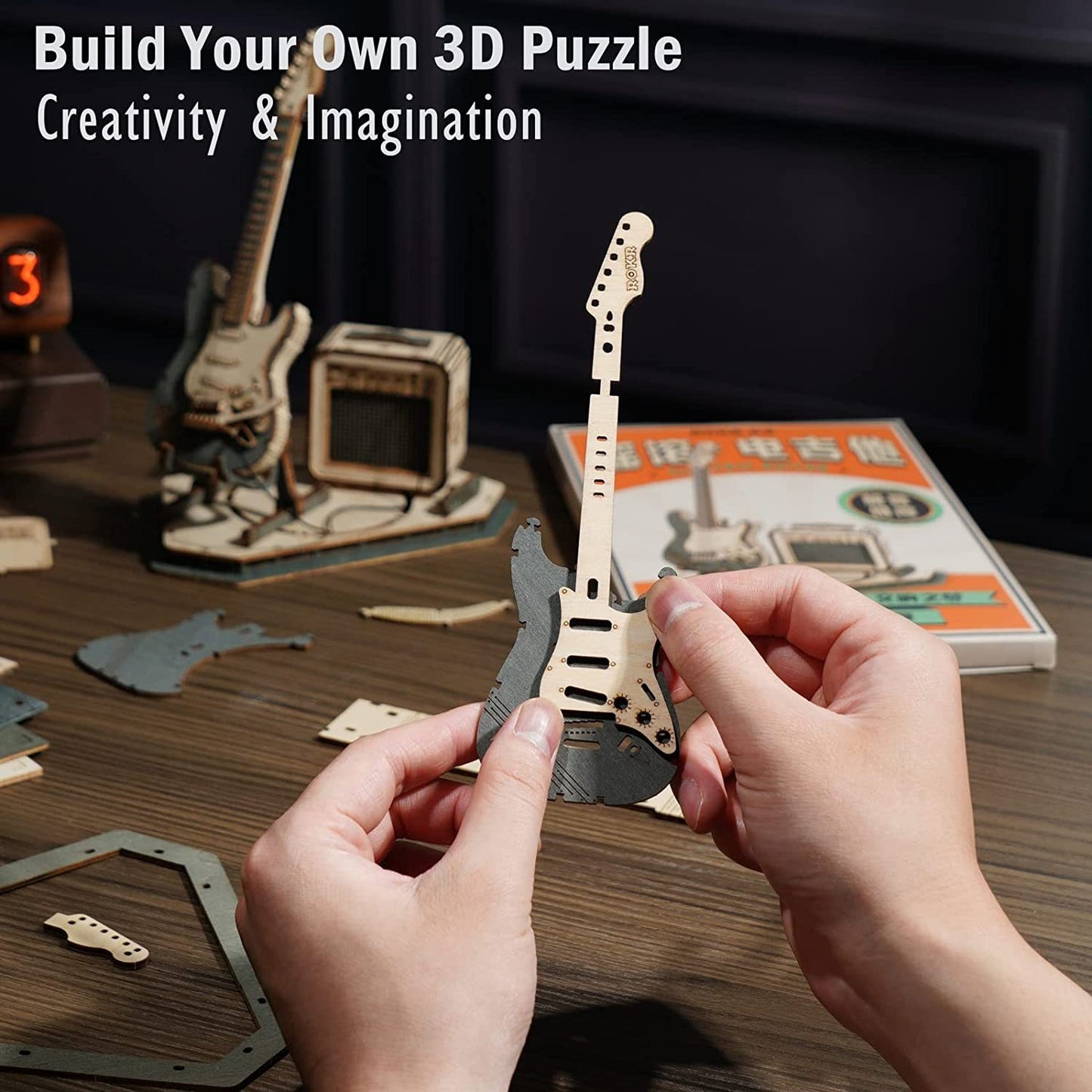 Robotime Electric Guitar Model Gift 3D Wooden Puzzle