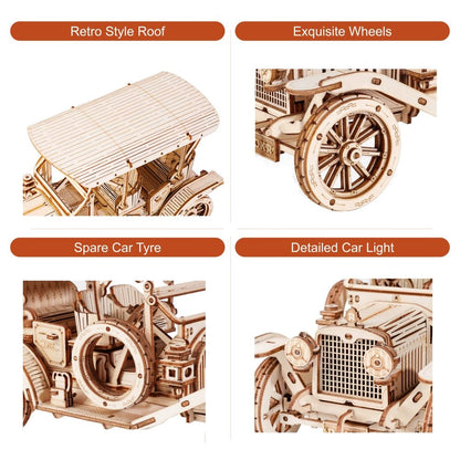 3D Wooden Puzzle Retro Car Simple Assembly Toy