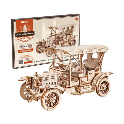 3D Wooden Puzzle Retro Car Simple Assembly Toy